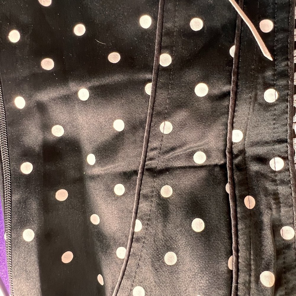 πSixthsense Sexy Corsage Top Black with White Polka Dots & Zipper on the Side - Picture 10 of 15
